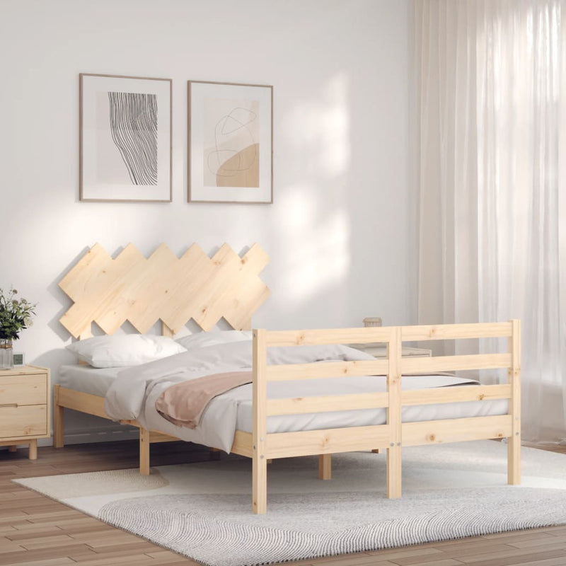vidaXL tömör fa ágykeret fejtámlával Small Double