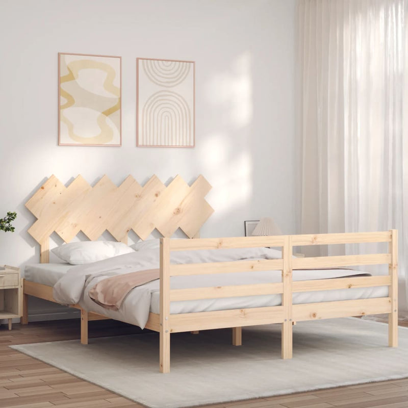 vidaXL tömör fa ágykeret fejtámlával 140 x 190 cm