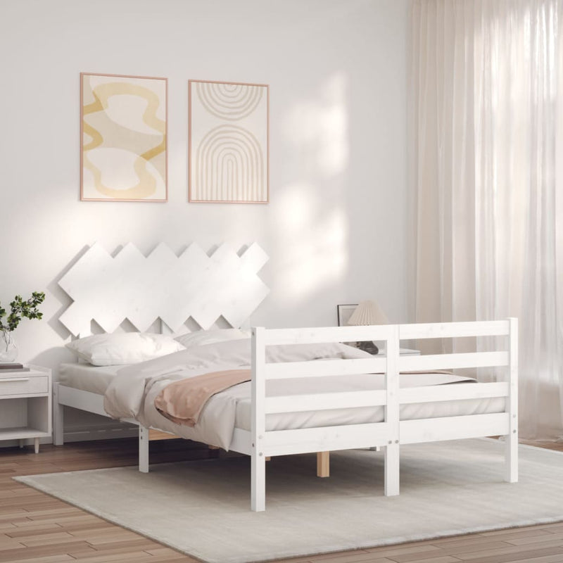 vidaXL fehér tömör fa ágykeret fejtámlával 120 x 200 cm