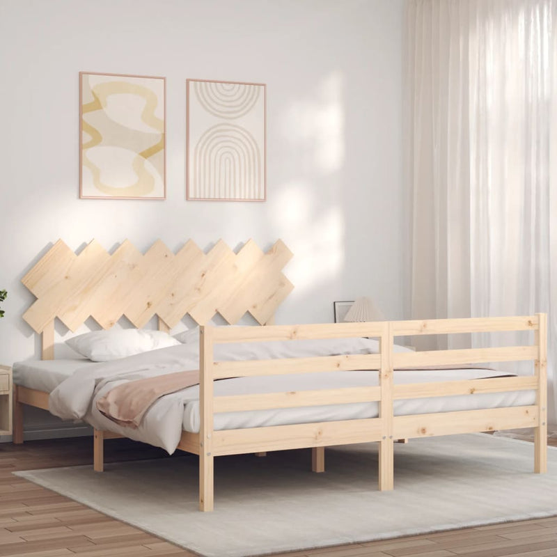vidaXL tömör fa ágykeret fejtámlával 160 x 200 cm