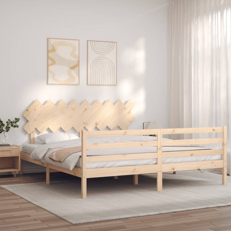 vidaXL tömör fa ágykeret fejtámlával Super King Size