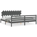 vidaXL szürke tömör fa ágykeret fejtámlával 200 x 200 cm