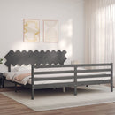 vidaXL szürke tömör fa ágykeret fejtámlával 200 x 200 cm