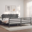 vidaXL szürke tömör fa ágykeret fejtámlával 200 x 200 cm