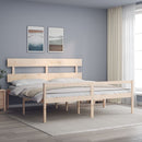vidaXL tömör fa ágy időseknek fejtámlával 200x200 cm