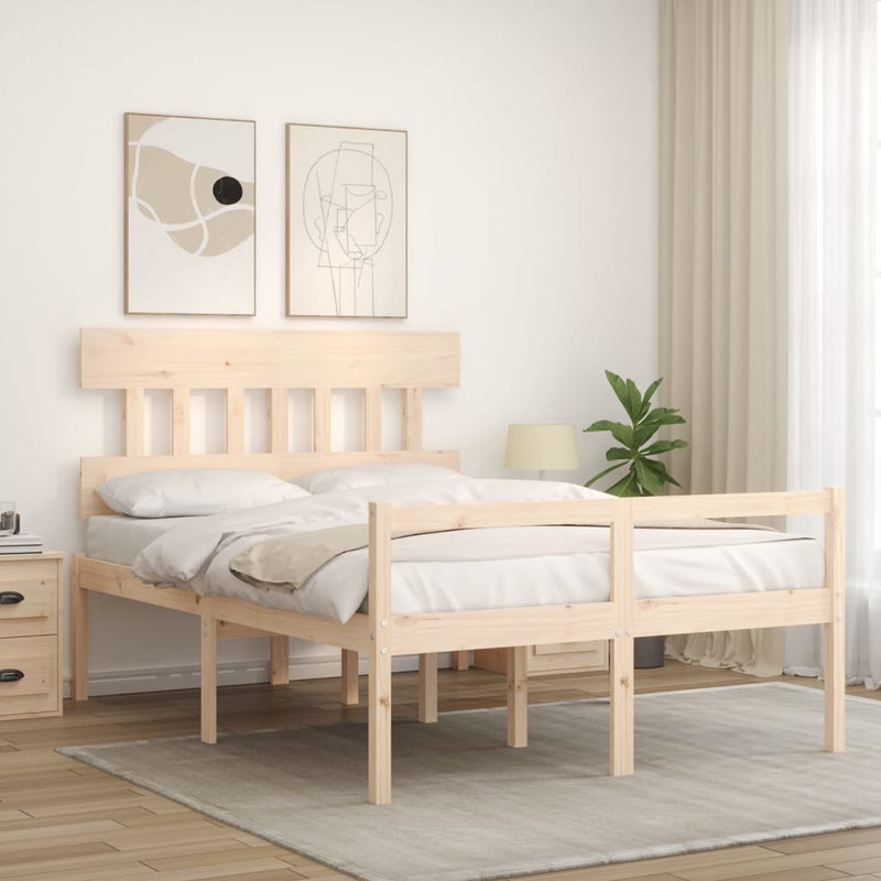 vidaXL tömör fa ágy időseknek fejtámlával Small Double