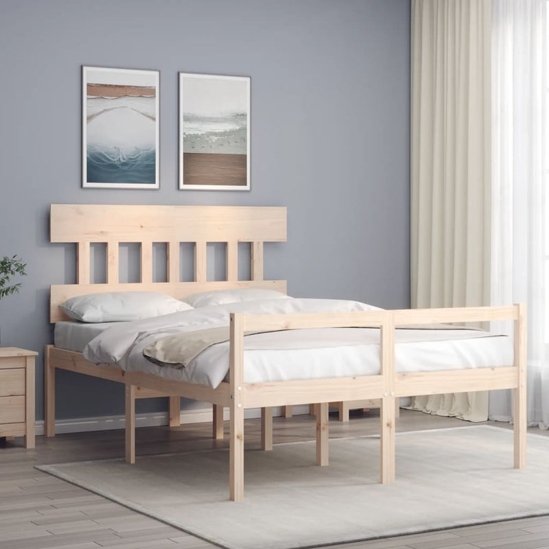 vidaXL tömör fa ágy időseknek fejtámlával Small Double