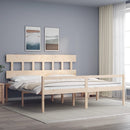 vidaXL tömör fa ágy időseknek fejtámlával 200x200 cm