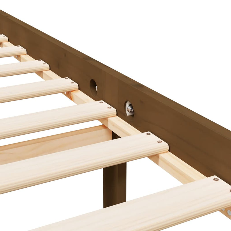 vidaXL mézbarna tömör fa ágy időseknek fejtámlával 200x200 cm