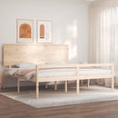 vidaXL tömör fa ágy időseknek fejtámlával 200x200 cm