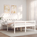 vidaXL fehér tömör fa ágy időseknek fejtámlával 140x190 cm