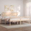 vidaXL tömör fa ágy időseknek fejtámlával 200x200 cm