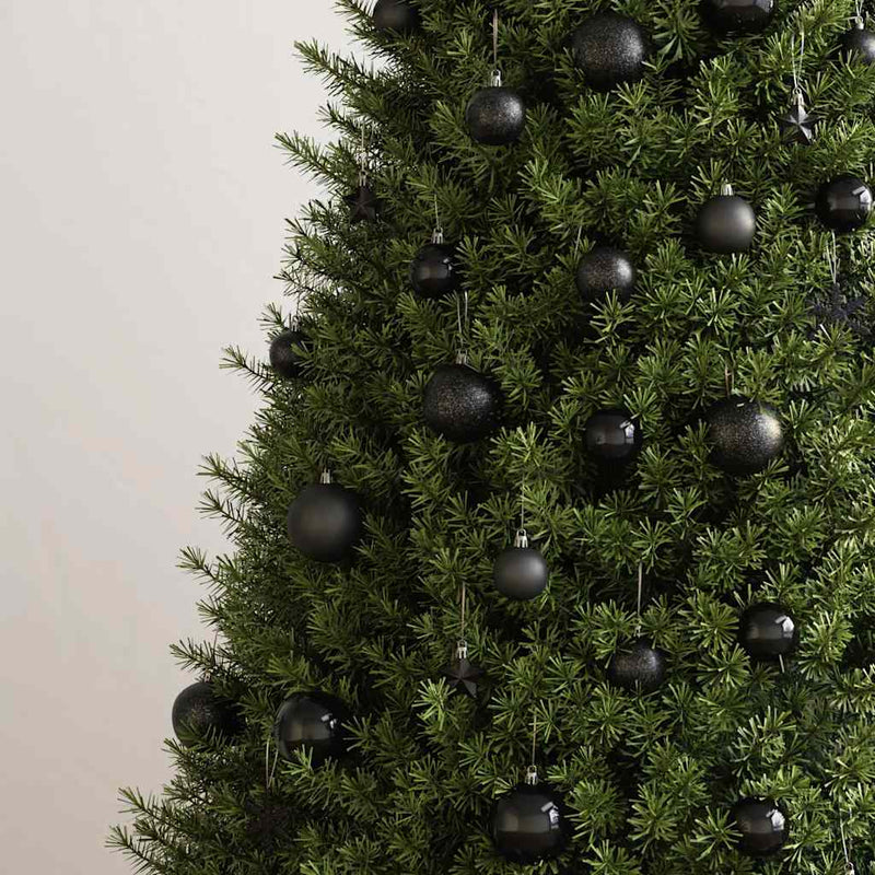 vidaXL 111 részes fekete polisztirol karácsonyi gömb szett