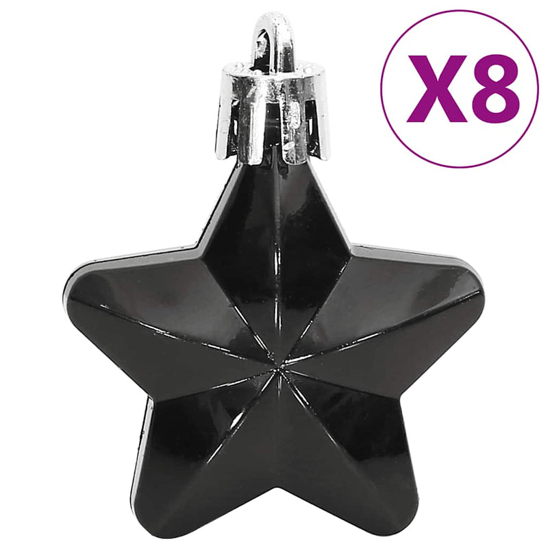 vidaXL 111 részes fekete polisztirol karácsonyi gömb szett