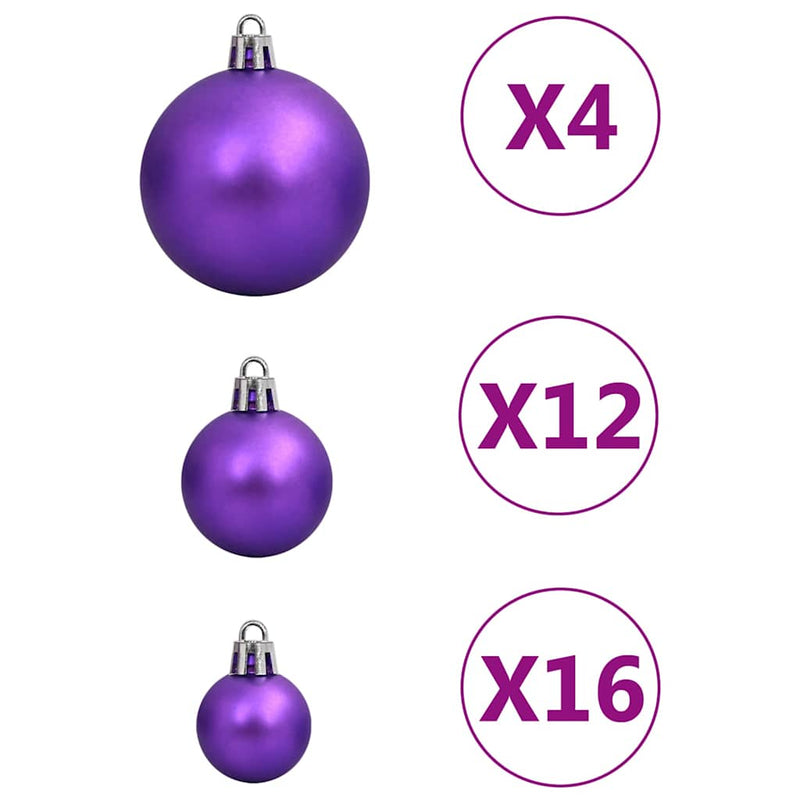 vidaXL 111 részes lila polisztirol karácsonyi gömb szett