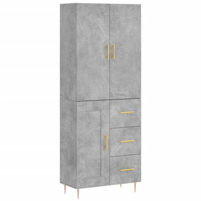 vidaXL betonszürke szerelt fa magasszekrény 69,5 x 34 x 180 cm
