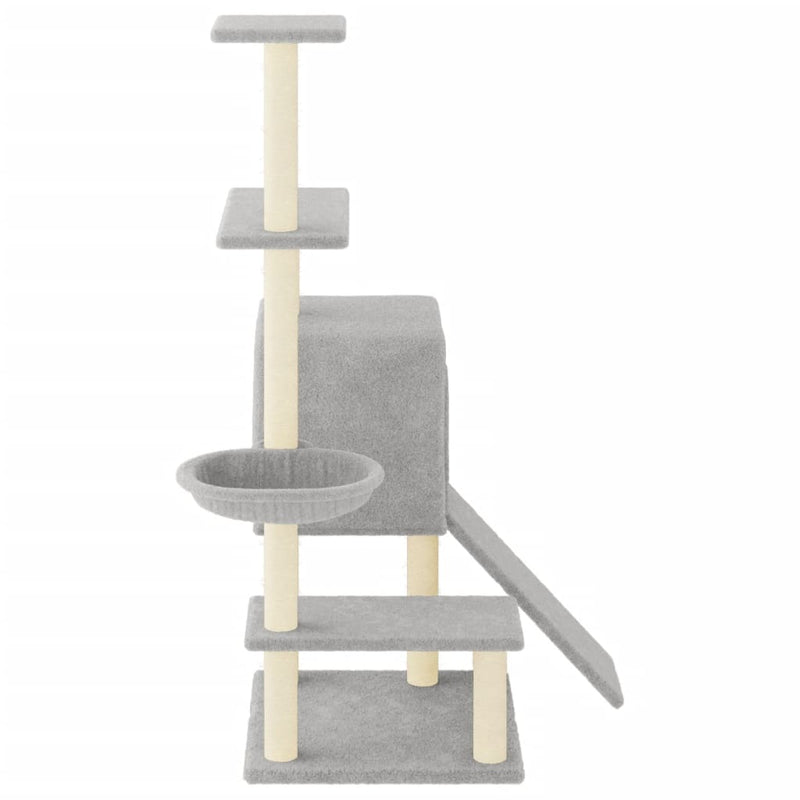 vidaXL világosszürke macskabútor szizál kaparófákkal 130,5 cm