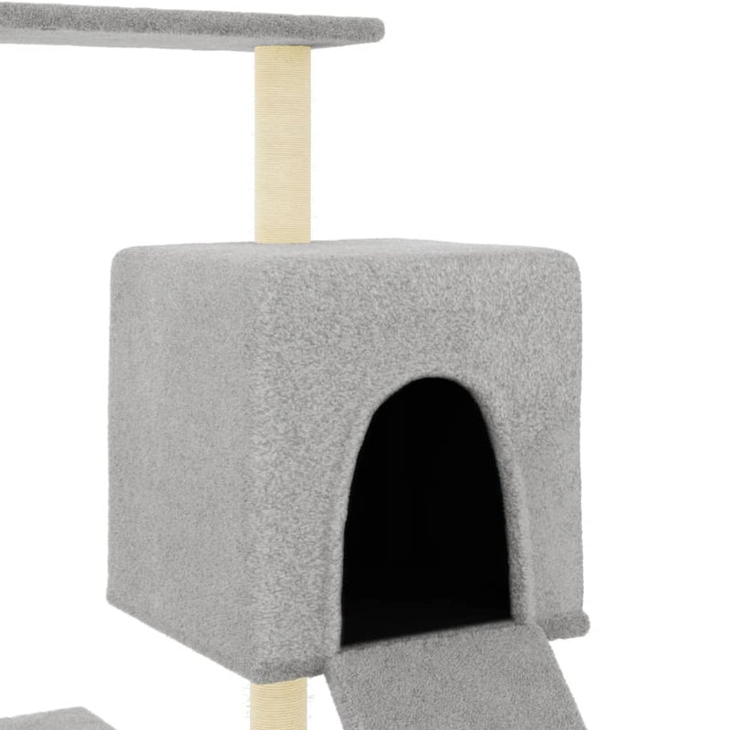 vidaXL világosszürke macskabútor szizál kaparófákkal 130,5 cm