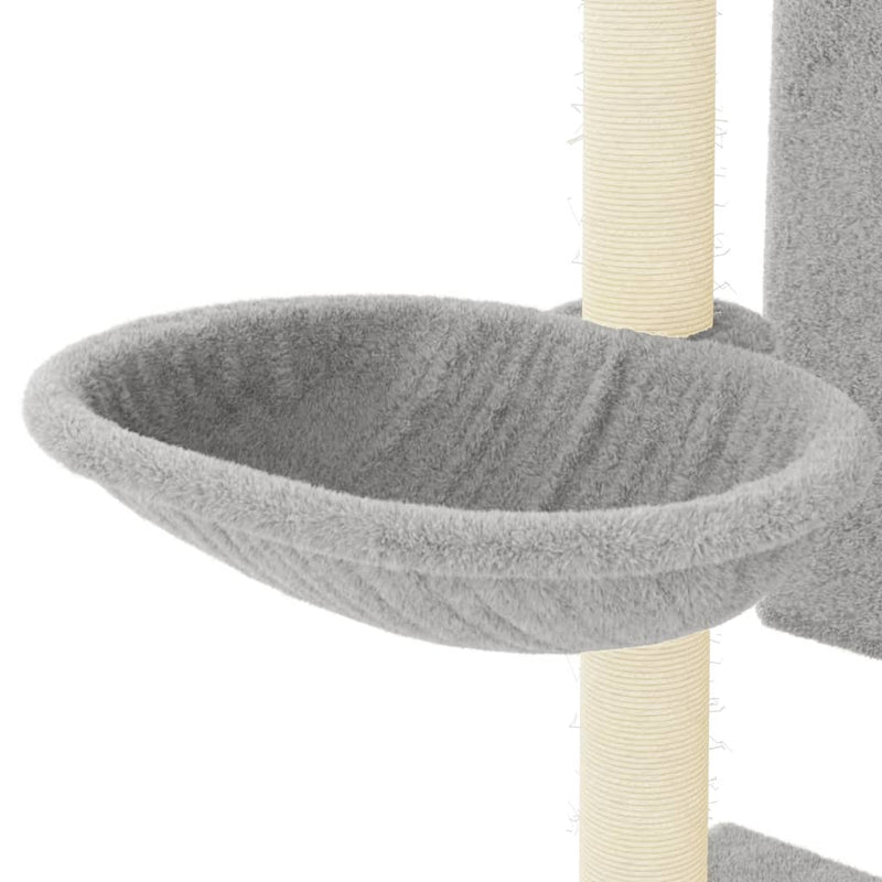 vidaXL világosszürke macskabútor szizál kaparófákkal 130,5 cm