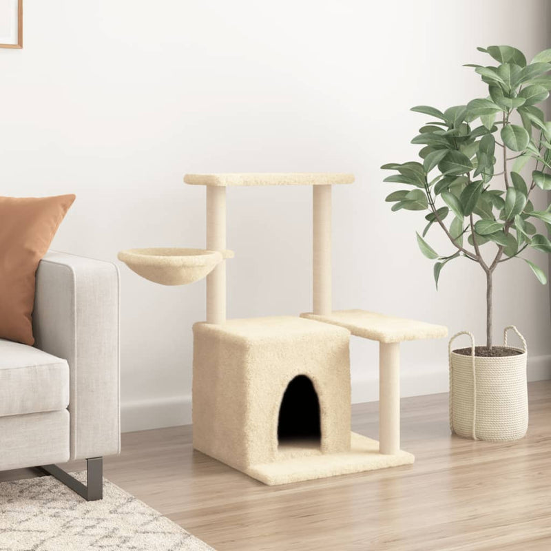 vidaXL krémszínű macskabútor szizál kaparófákkal 83 cm