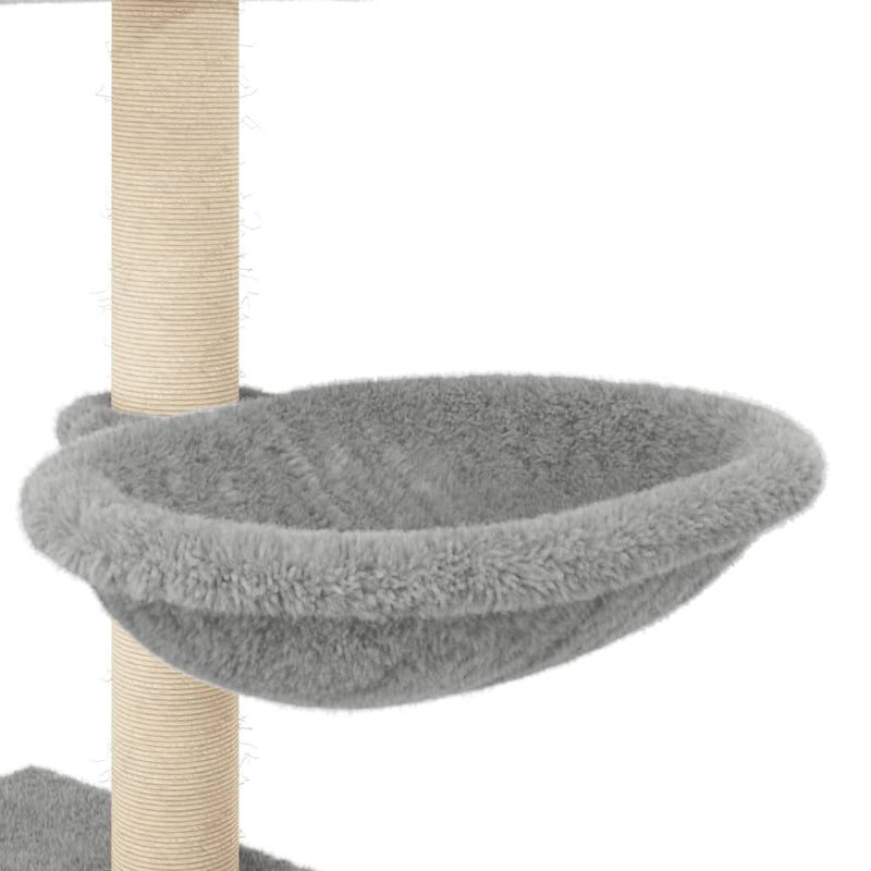 vidaXL világosszürke macskabútor szizál kaparófákkal 117 cm