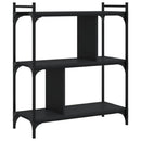 vidaXL 3 szintes fekete szerelt fa könyvespolc 76 x 32 x 88 cm
