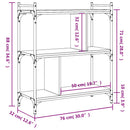 vidaXL 3 szintes füstös tölgy színű fa könyvespolc 76 x 32 x 88 cm