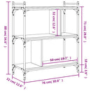 vidaXL 3 szintes szürke sonoma színű fa könyvespolc 76 x 32 x 88 cm