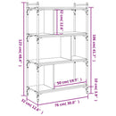 vidaXL 4 szintes fekete szerelt fa könyvespolc 76 x 32 x 123 cm