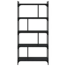 vidaXL 5 szintes fekete szerelt fa könyvespolc 76 x 32 x 158 cm