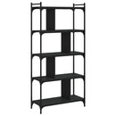 vidaXL 5 szintes fekete szerelt fa könyvespolc 76 x 32 x 158 cm