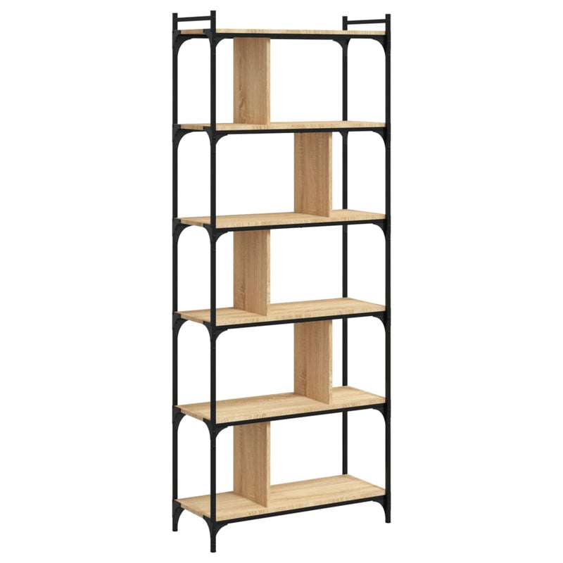 vidaXL 6 szintes sonoma tölgy színű fa könyvespolc 76 x 32 x 192 cm