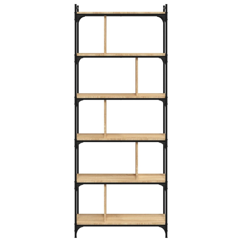vidaXL 6 szintes sonoma tölgy színű fa könyvespolc 76 x 32 x 192 cm