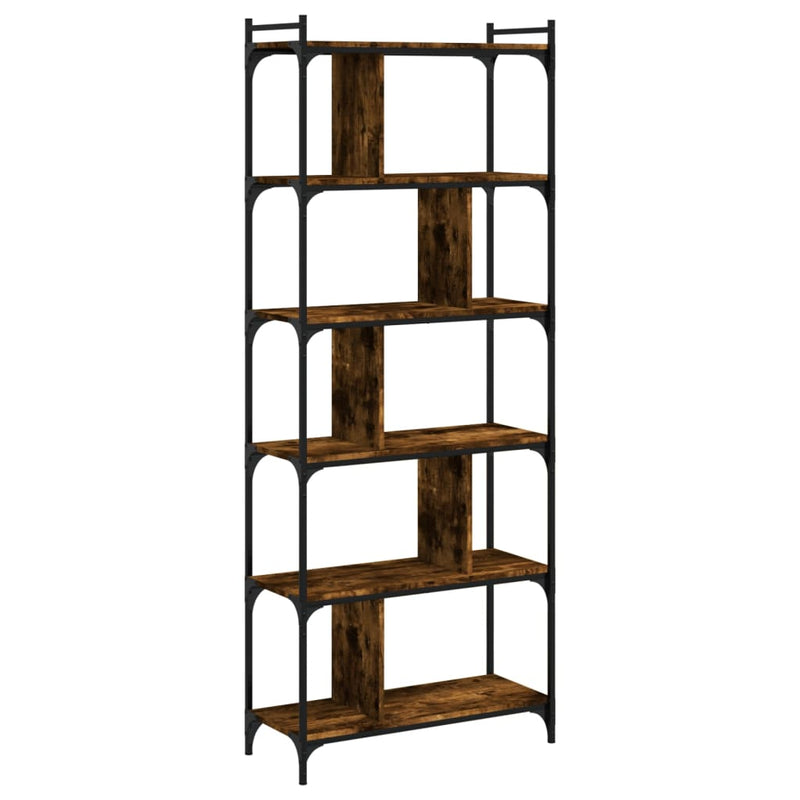 vidaXL 6 szintes füstös tölgy színű fa könyvespolc 76 x 32 x 192 cm