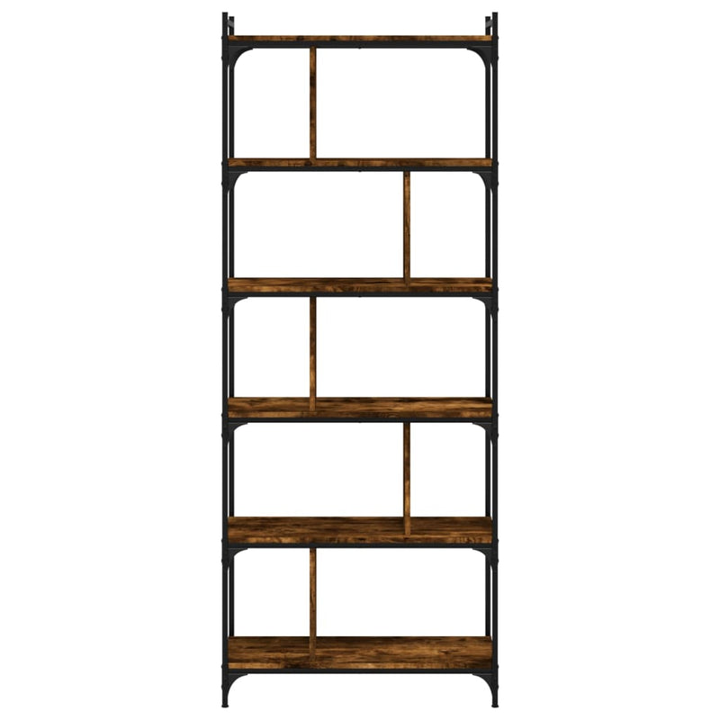 vidaXL 6 szintes füstös tölgy színű fa könyvespolc 76 x 32 x 192 cm