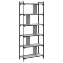 vidaXL 6 szintes szürke sonoma színű fa könyvespolc 76 x 32 x 192 cm
