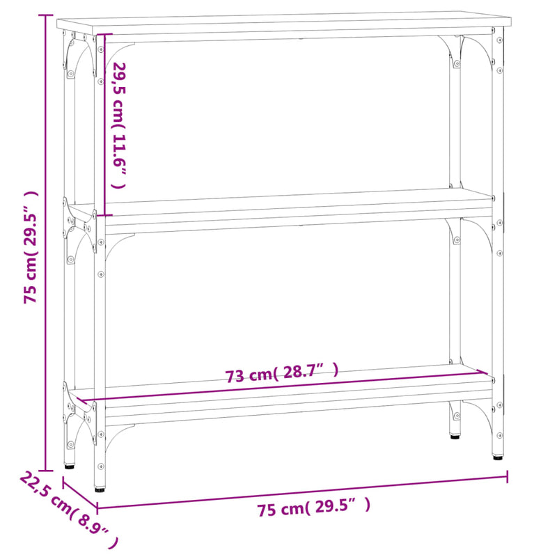 vidaXL szürke sonoma színű szerelt fa konzolasztal 75x22,5x75 cm