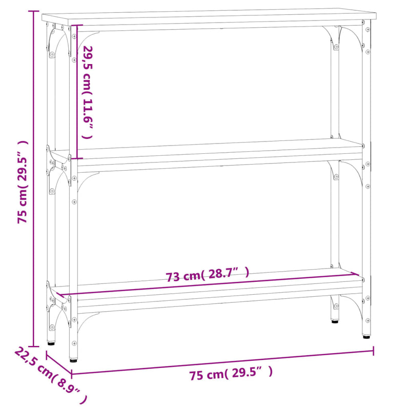 vidaXL barna tölgyszínű szerelt fa tálalóasztal 75x22,5x75 cm