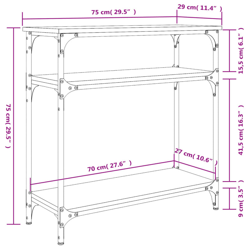 vidaXL sonoma tölgy színű szerelt fa dohányzóasztal 75x29x75 cm