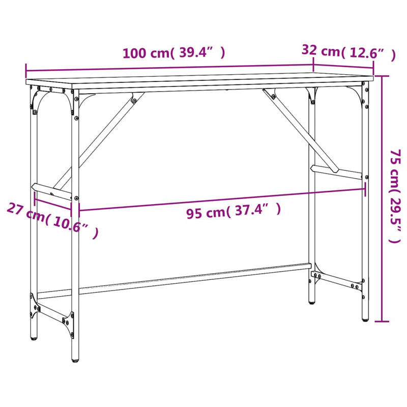 vidaXL füstös tölgy színű szerelt fa tálalóasztal 100x32x75 cm