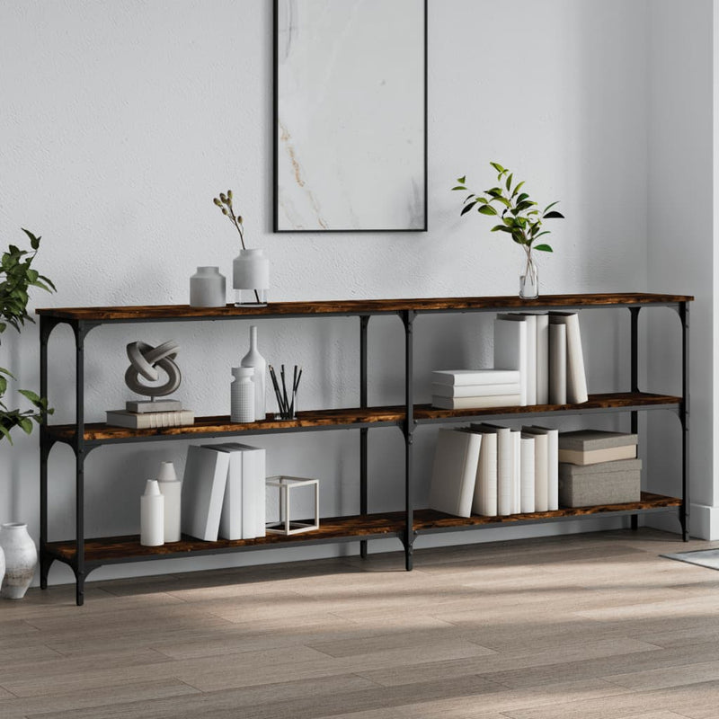 vidaXL füstös tölgy színű szerelt fa tálalóasztal 200x29x75 cm
