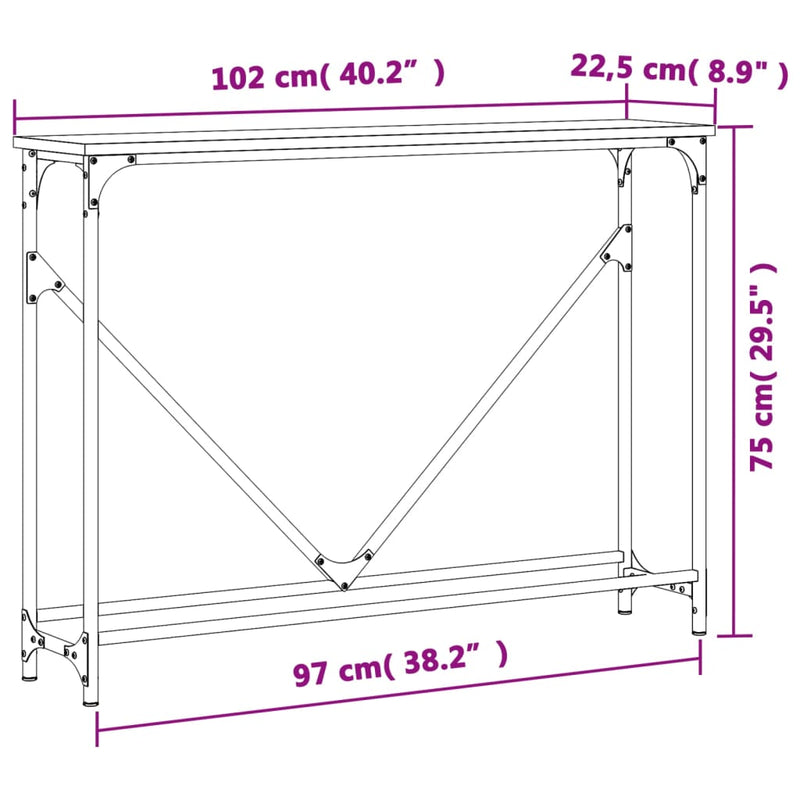 vidaXL fekete szerelt fa tálalóasztal 102 x 22,5 x 75 cm