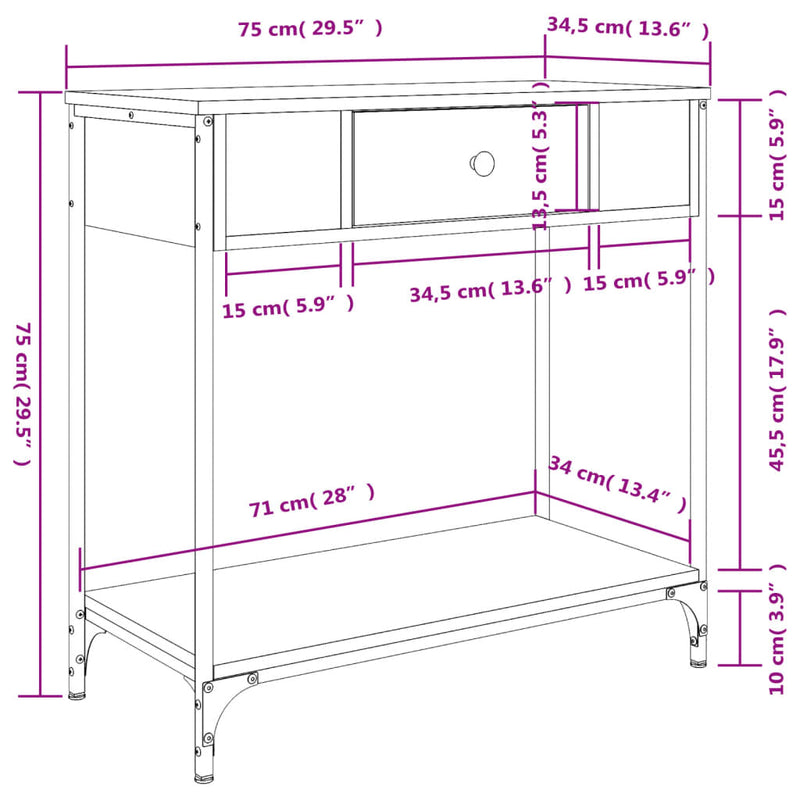 vidaXL sonoma tölgy színű szerelt fa dohányzóasztal 75 x 34,5 x 75 cm