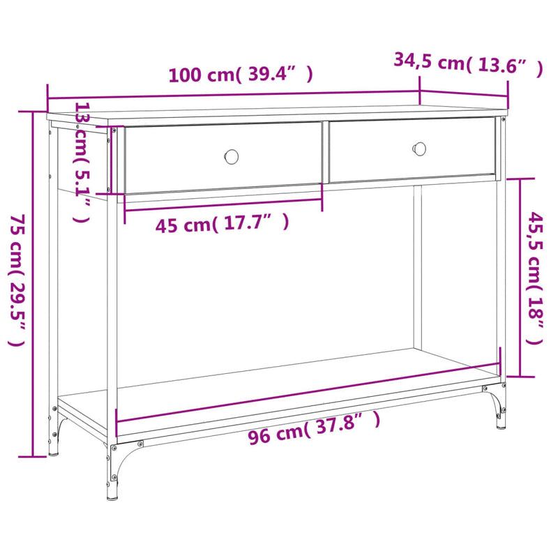 vidaXL sonoma tölgy színű szerelt fa dohányzóasztal 100 x 34,5 x 75 cm