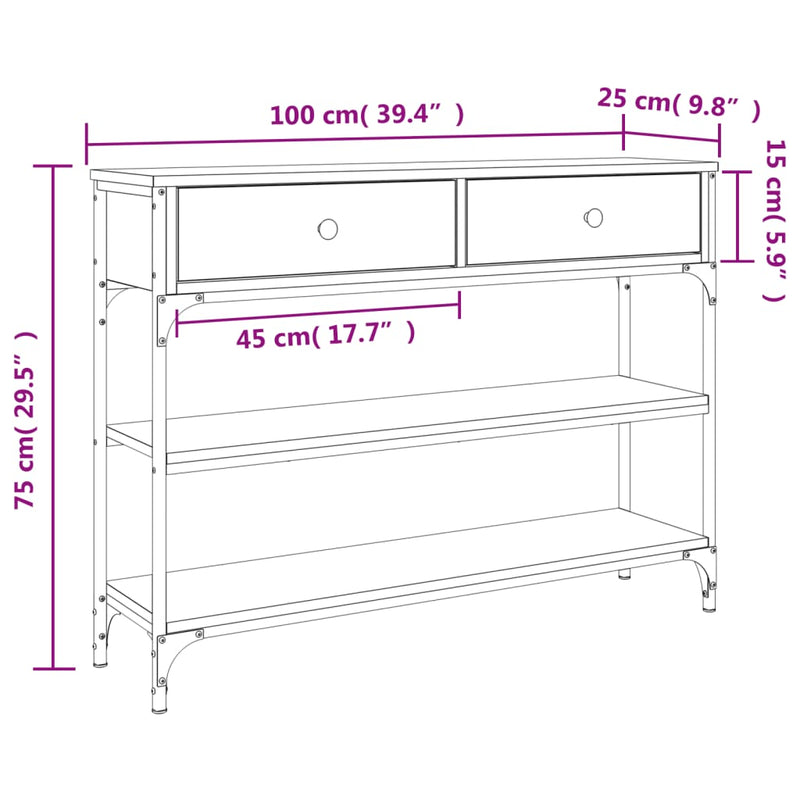 vidaXL szürke sonoma szerelt fa tálalóasztal 100x25x75 cm