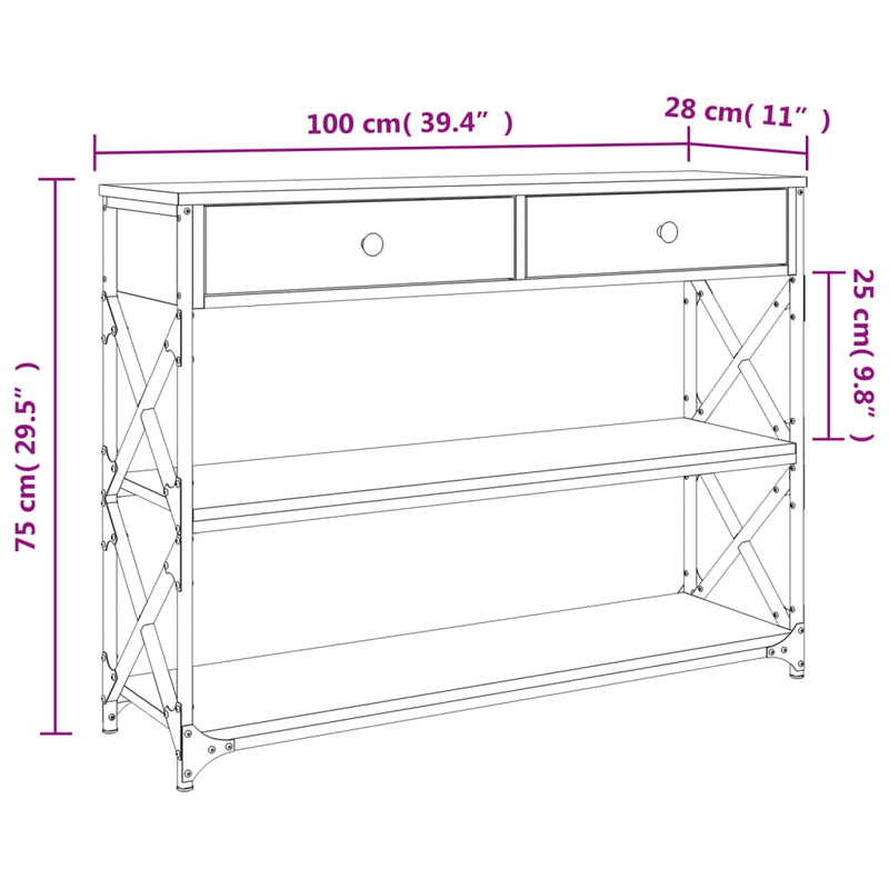 vidaXL füstös tölgy színű szerelt fa tálalóasztal 100x28x75 cm
