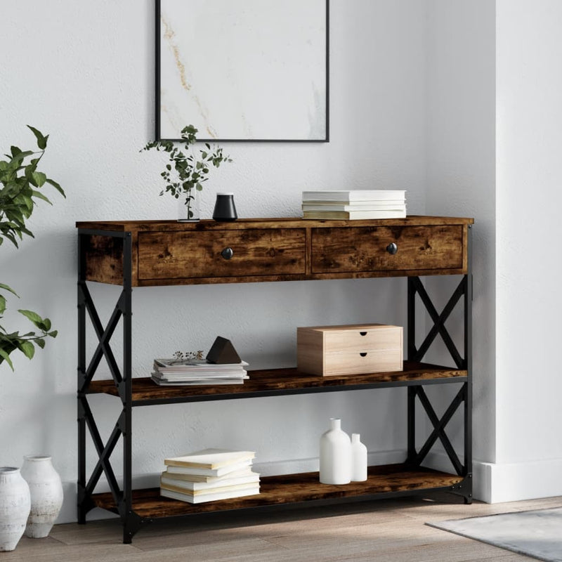 vidaXL füstös tölgy színű szerelt fa tálalóasztal 100x28x75 cm