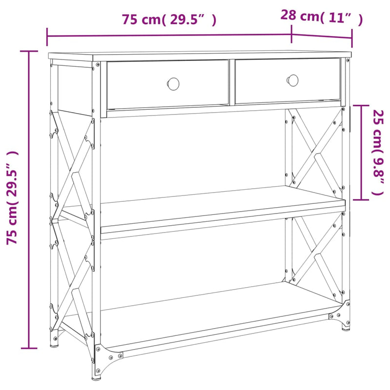 vidaXL sonoma tölgy színű szerelt fa tálalóasztal 75x28x75 cm