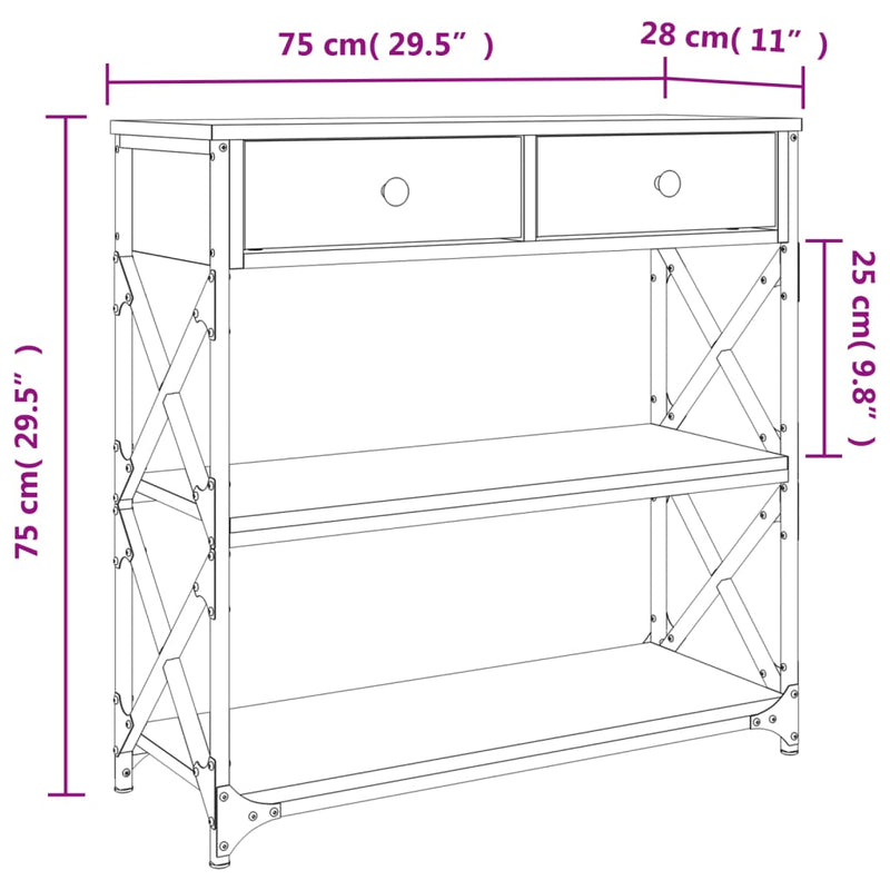 vidaXL szürke sonoma szerelt fa tálalóasztal 75x28x75 cm