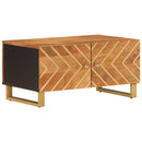 vidaXL barna és fekete tömör mangófa dohányzóasztal 80 x 50 x 40 cm